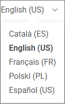 The language selection list.
